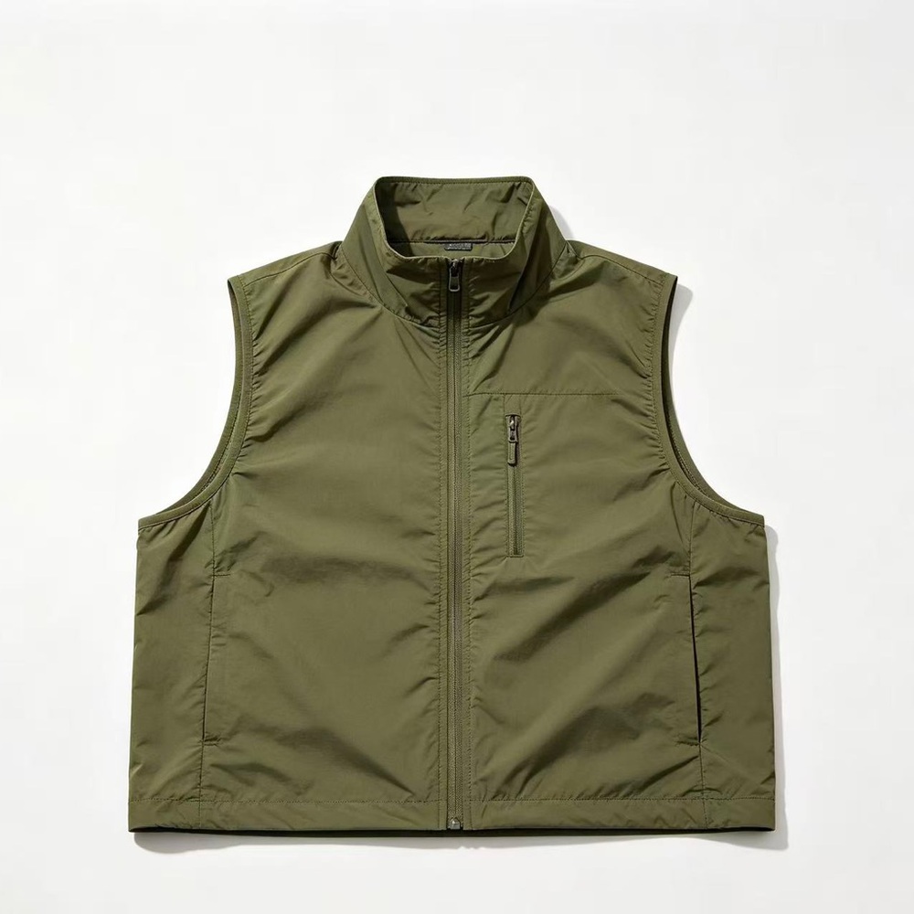 Men's Olive Green Quilted Utility Vest